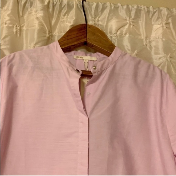 MAJE Charly Flared Bell Cuff Poplin Shirt Relaxed Fit Blouse Rose Pink - Picture 2 of 15